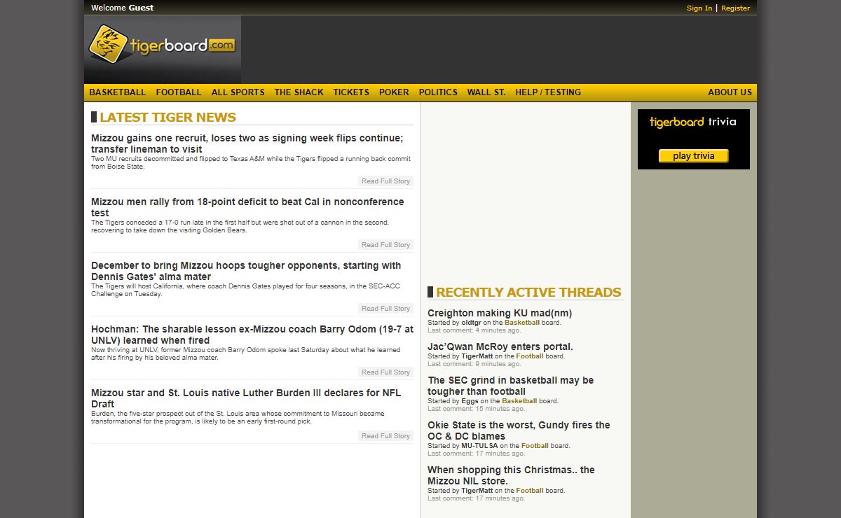 Missouri Tigers Athletics :: Mizzou College Sports :: TigerBoard.com :: Where Mizzou Fans Talk