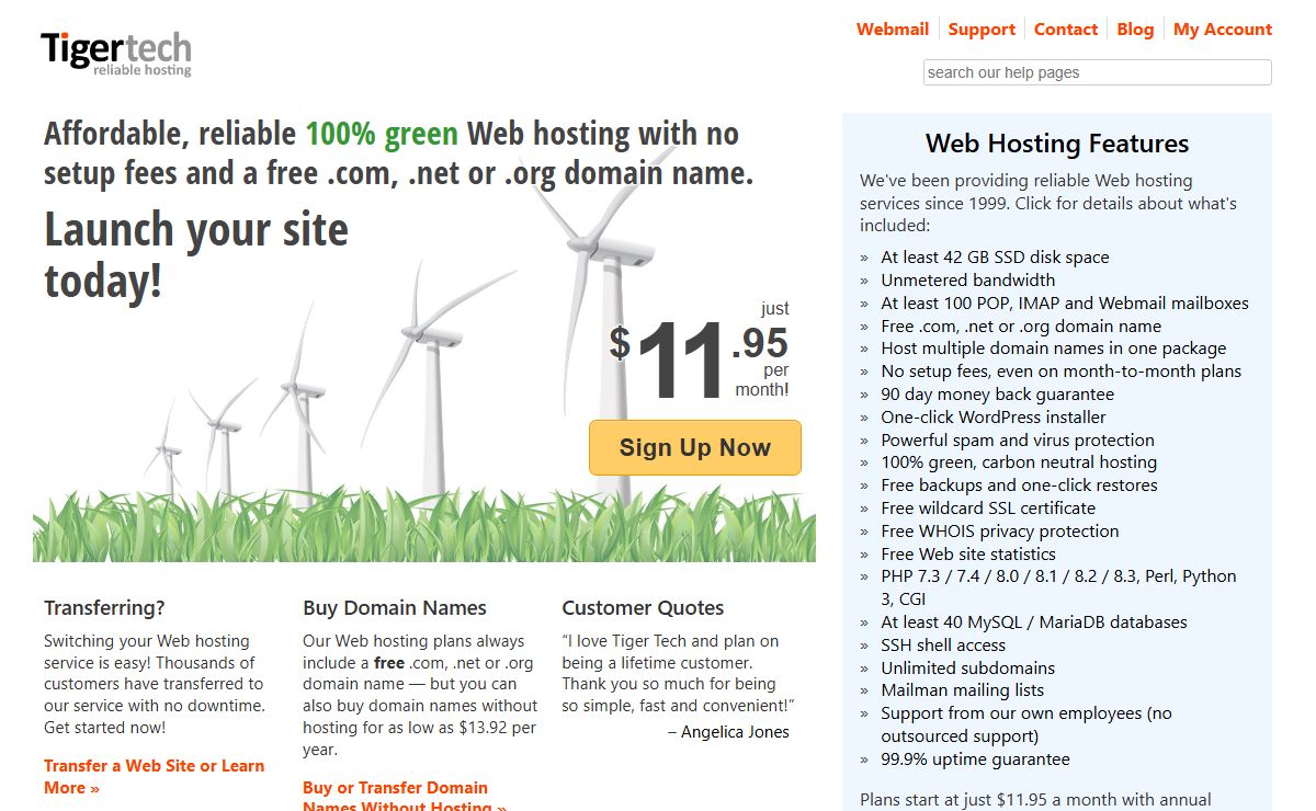 Tiger Technologies: Reliable Web Hosting with a Free Domain Name