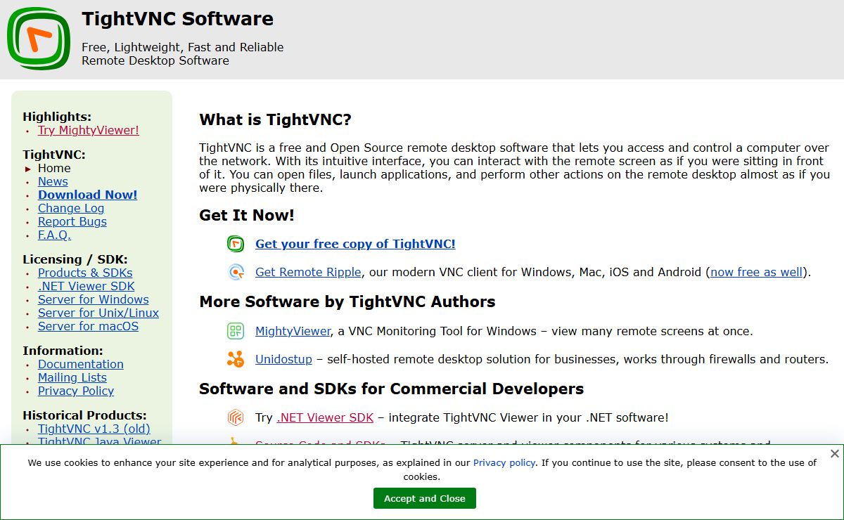 TightVNC: VNC-Compatible Free Remote Desktop Software