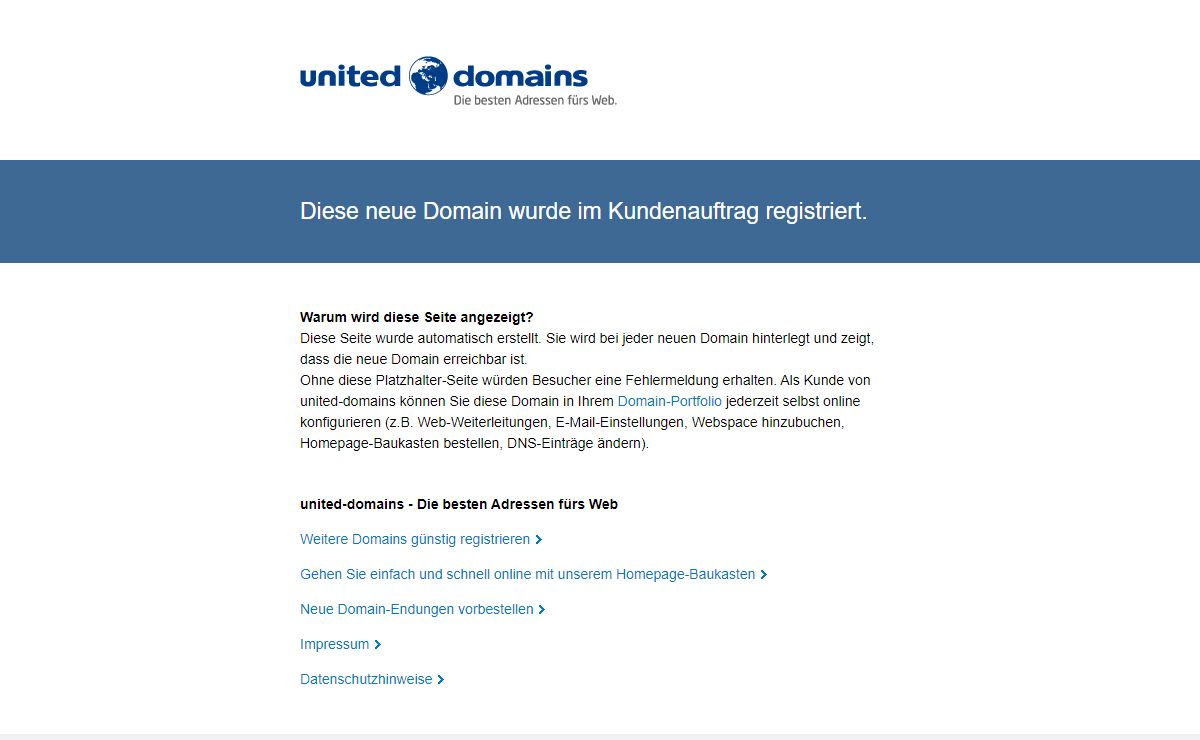 Domain im Kundenauftrag registriert