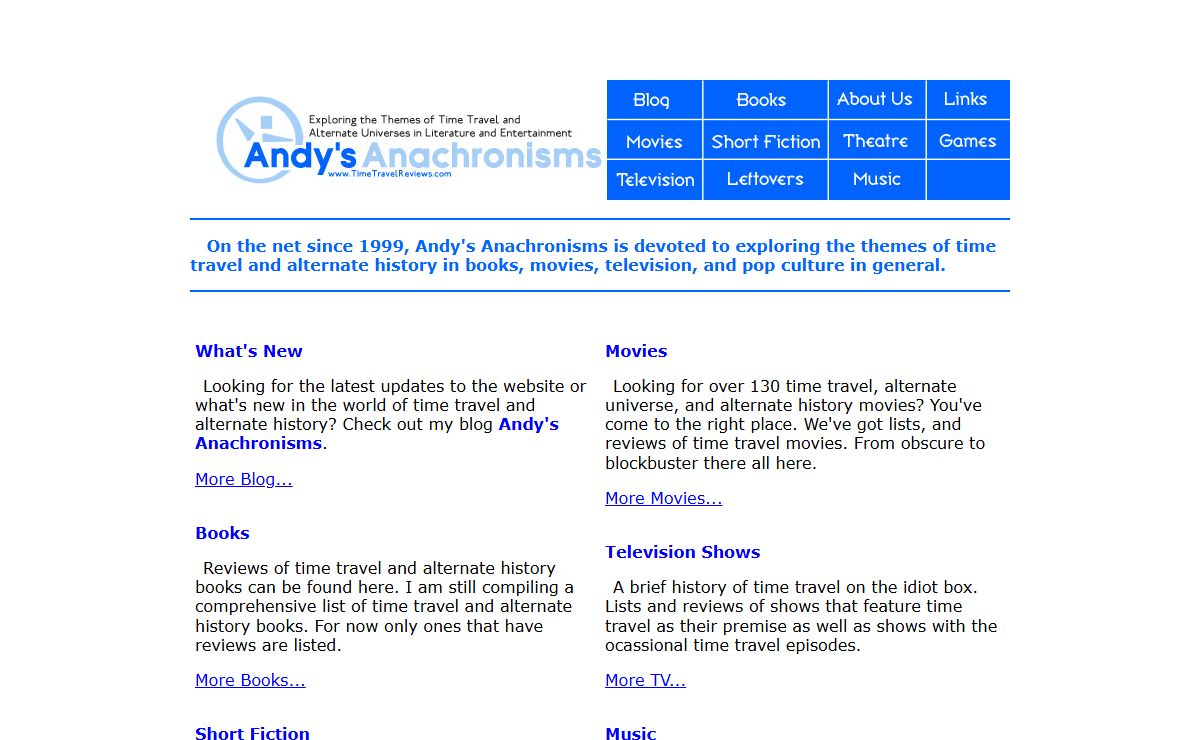 Andy's Anachronisms -- Time Travel Reviews