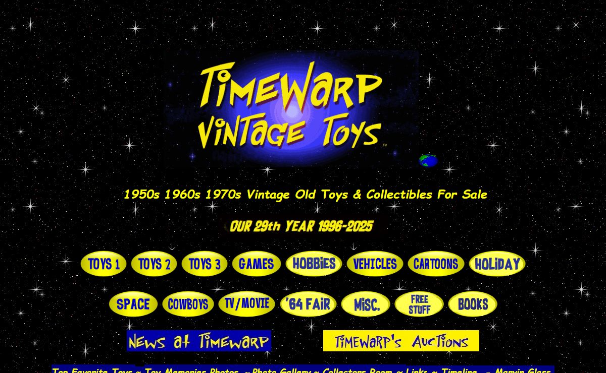 TimeWarp Vintage Toys 1950s 1960s 1970s Old Toys For Sale