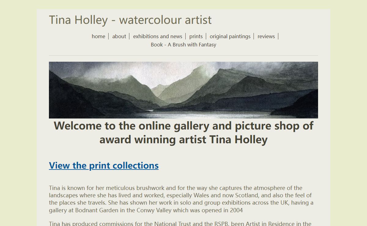 Tina Holley - Award winning watercolour landscape artist . Prints, paintings and exhibitions. - home