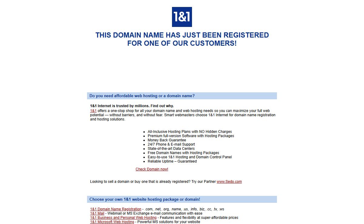 Web hosting, domain name registration and web services by 1&1 Internet