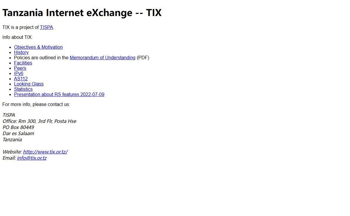Tanzania Internet eXchange -- TIX