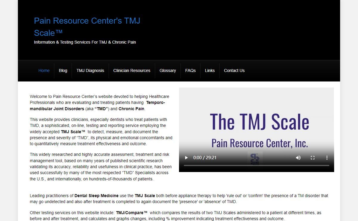 TMJ and Pain Resource Center's TMJ Scale™