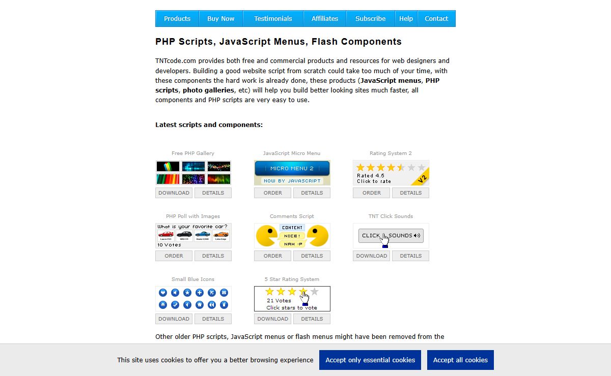 PHP Scripts, JavaScript Menus, Flash Components
