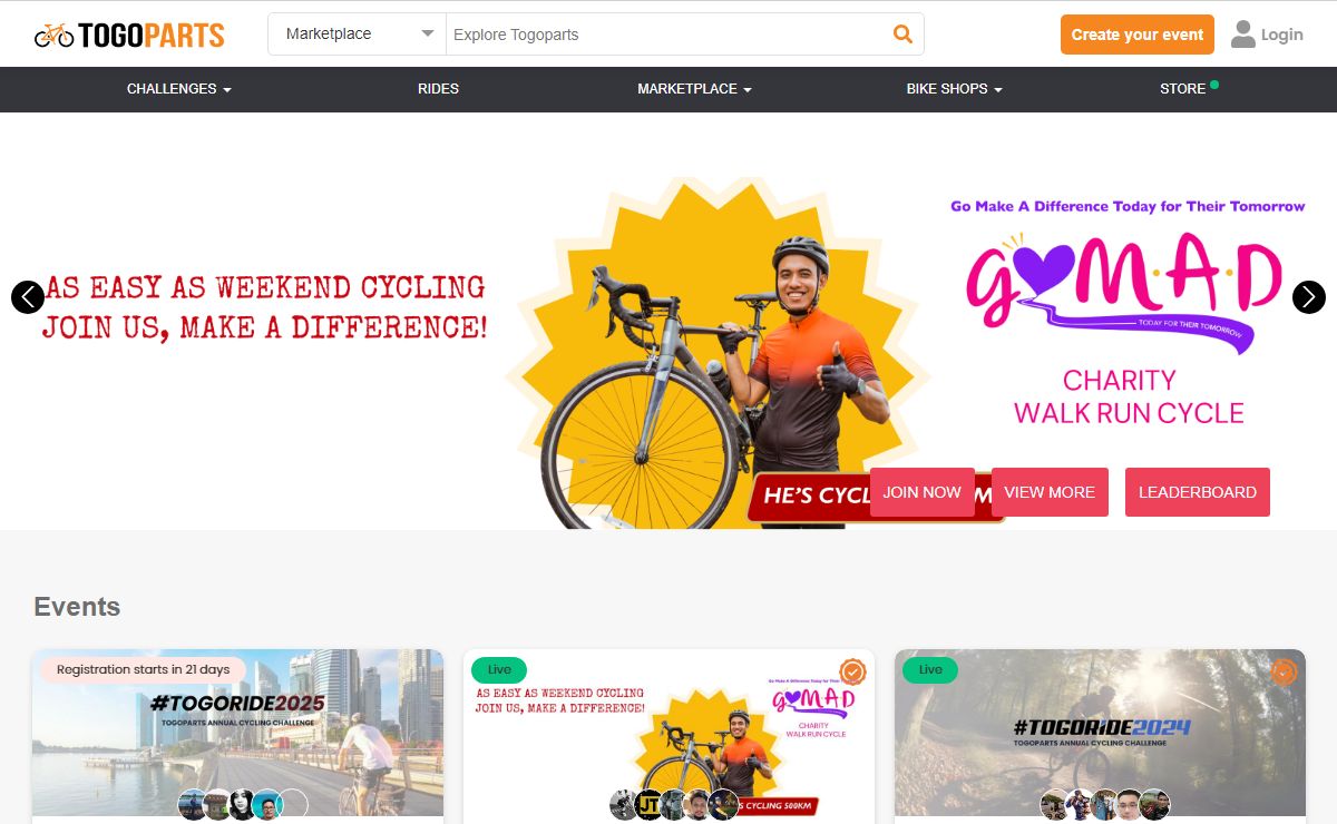 Togoparts - Cycling Events, Bicycle Marketplace, Bike shops | Singapore, Philippines, Malaysia, and Indonesia