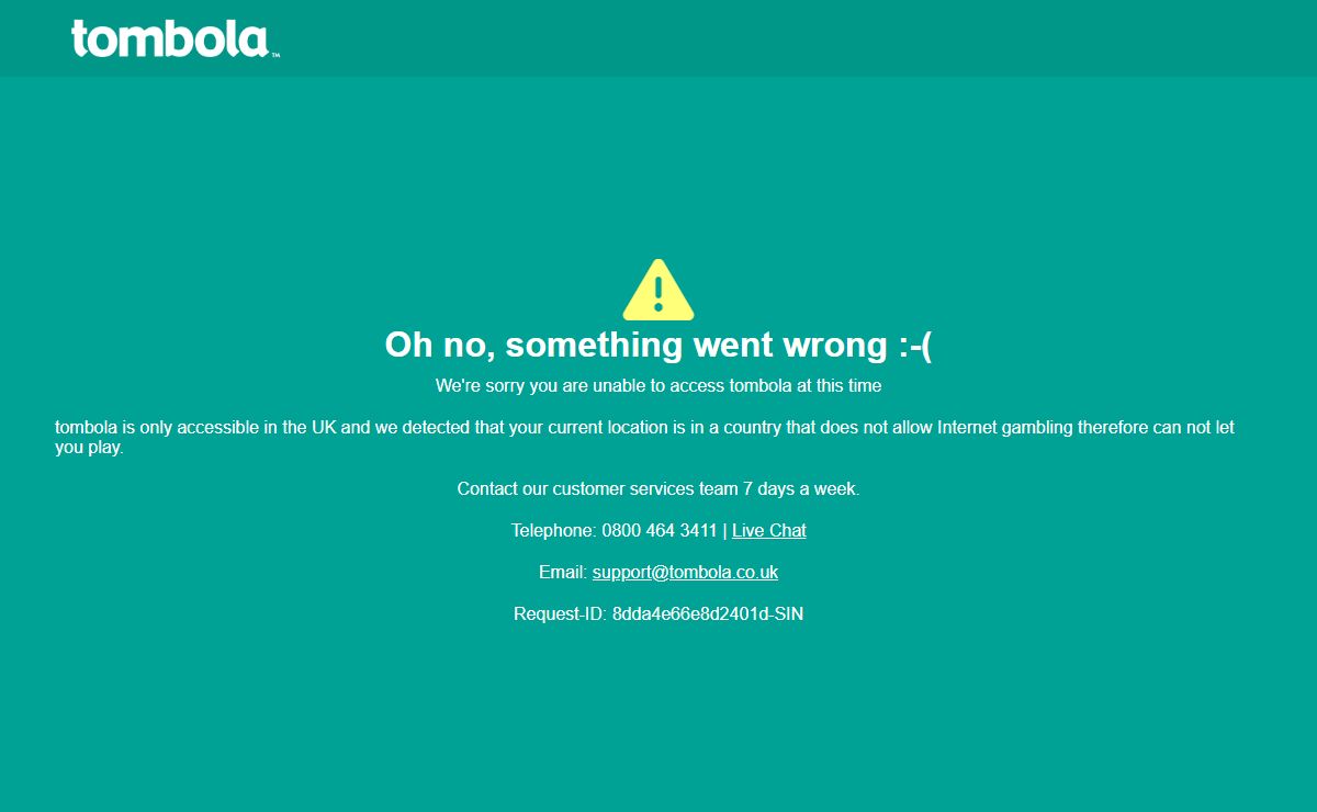 Sorry you have been blocked | tombola