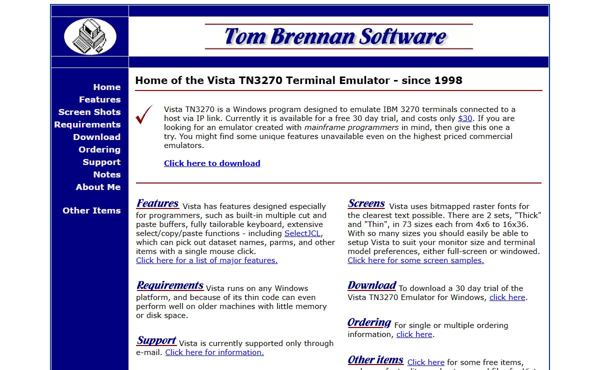 Tom Brennan Software - Vista TN3270