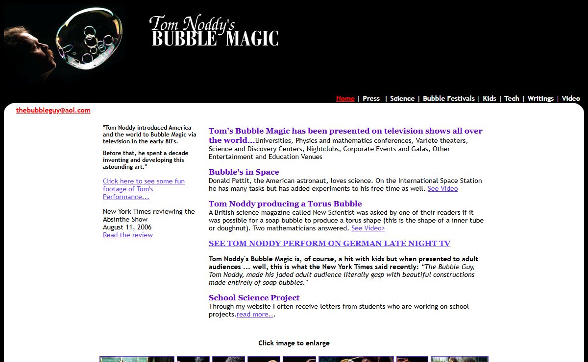 Tom Noddy, Tom Noddy's Bubble magic, Bubbles, Bubble Magic