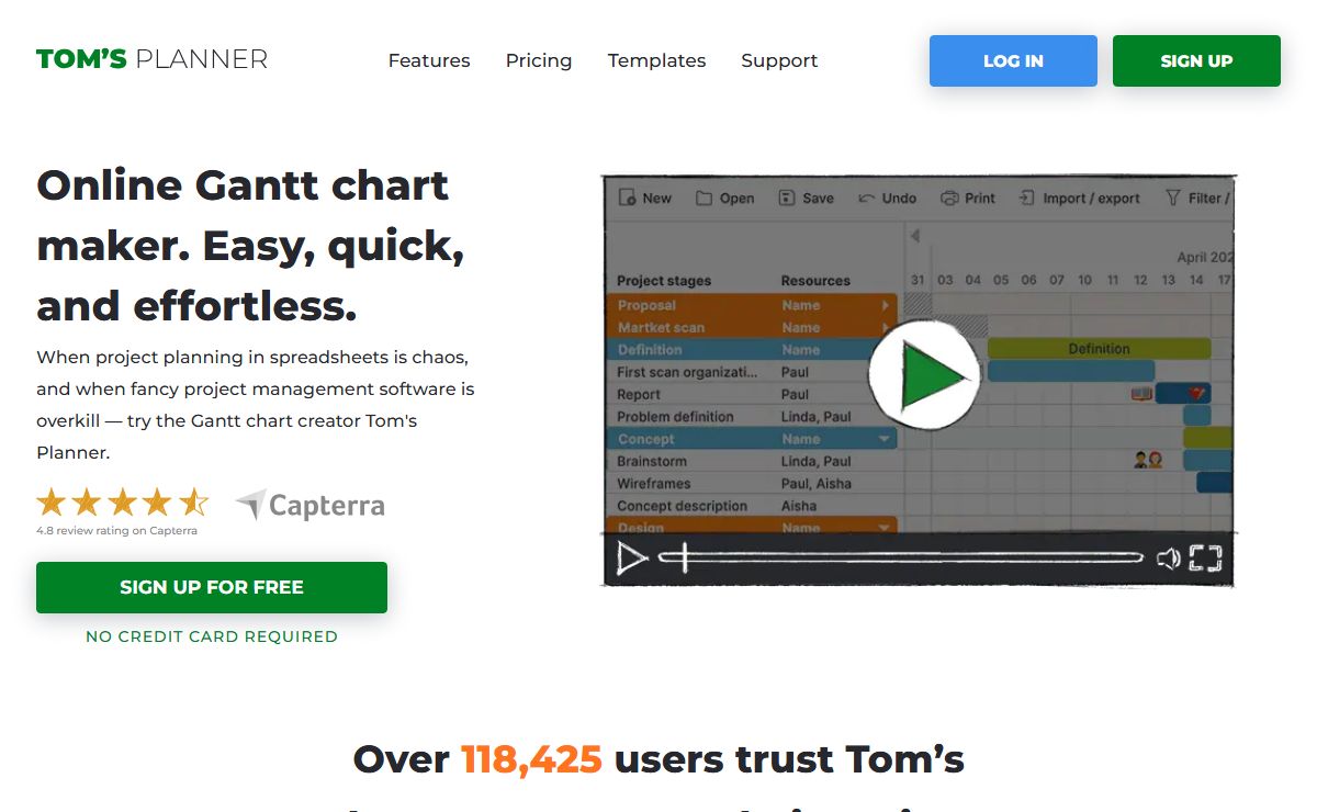 Online Gantt Chart Software | Gantt Chart Maker | Tom's Planner