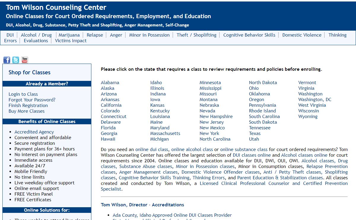 Online DUI Class at Tom Wilson Counseling for Court Requirements