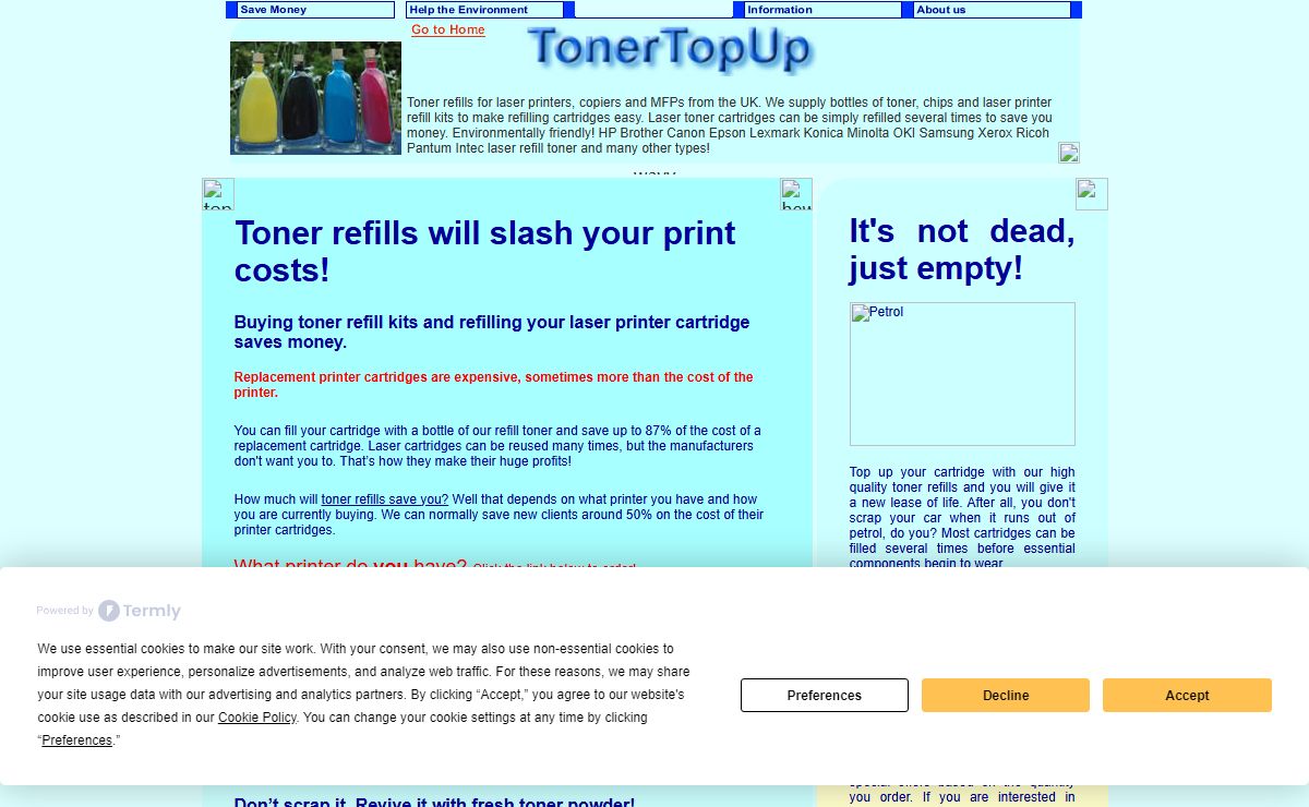 Refilling toners with TonerTopUp refills cheaply replenish your laser cartridges.
