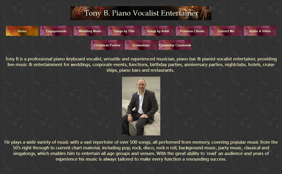 piano vocalist, wedding pianist vocalist,piano bar entertainer, live piano music, Tony B