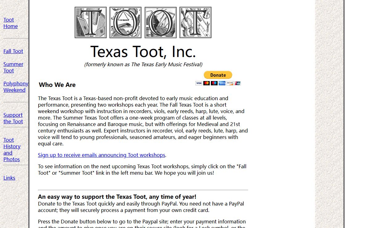 Texas Toot, Inc. -- Fall Toot, Summer Toot, Renaissance Polyphony Weekend