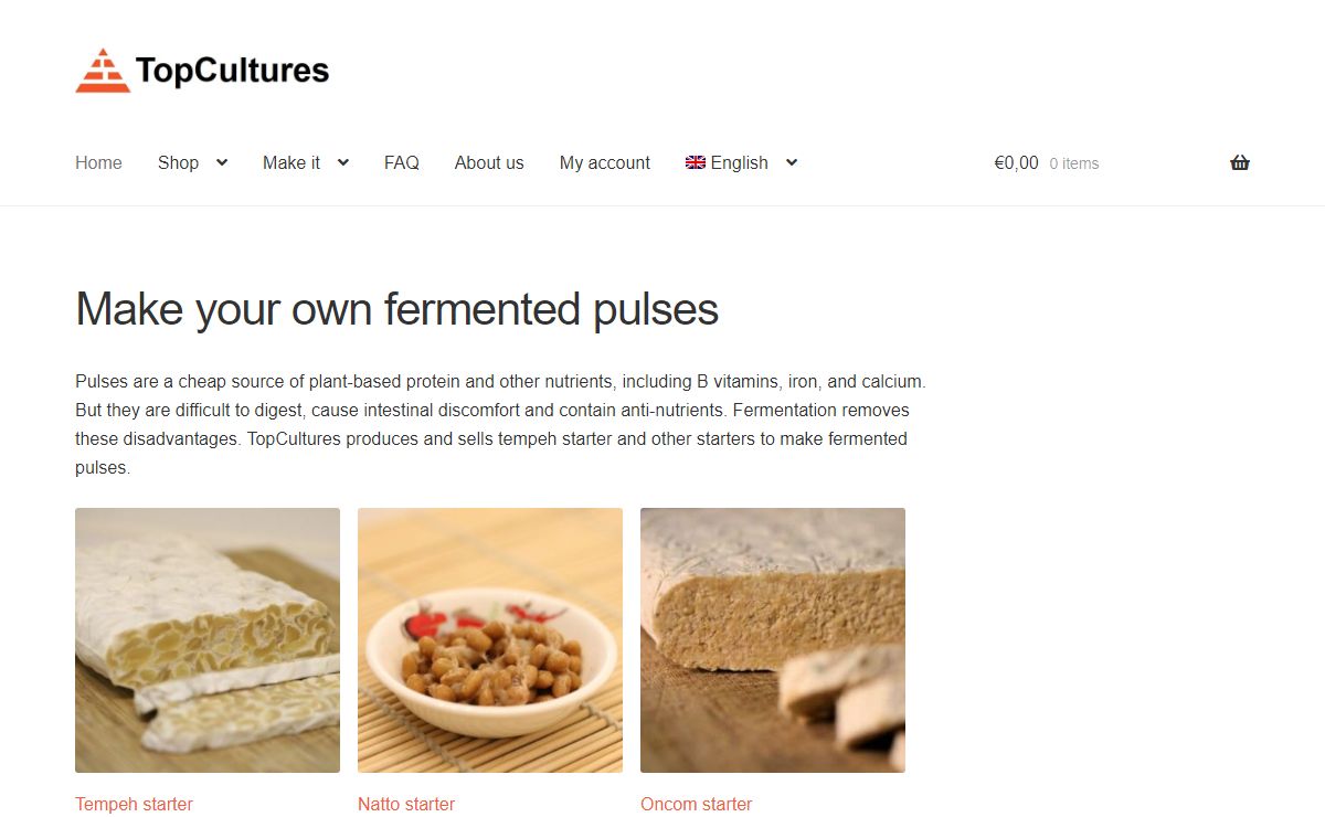Tempeh starter from TopCultures
