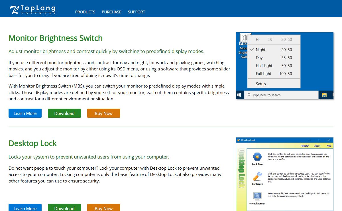 Monitor brightness switch tool and computer internet security protection and access control software products