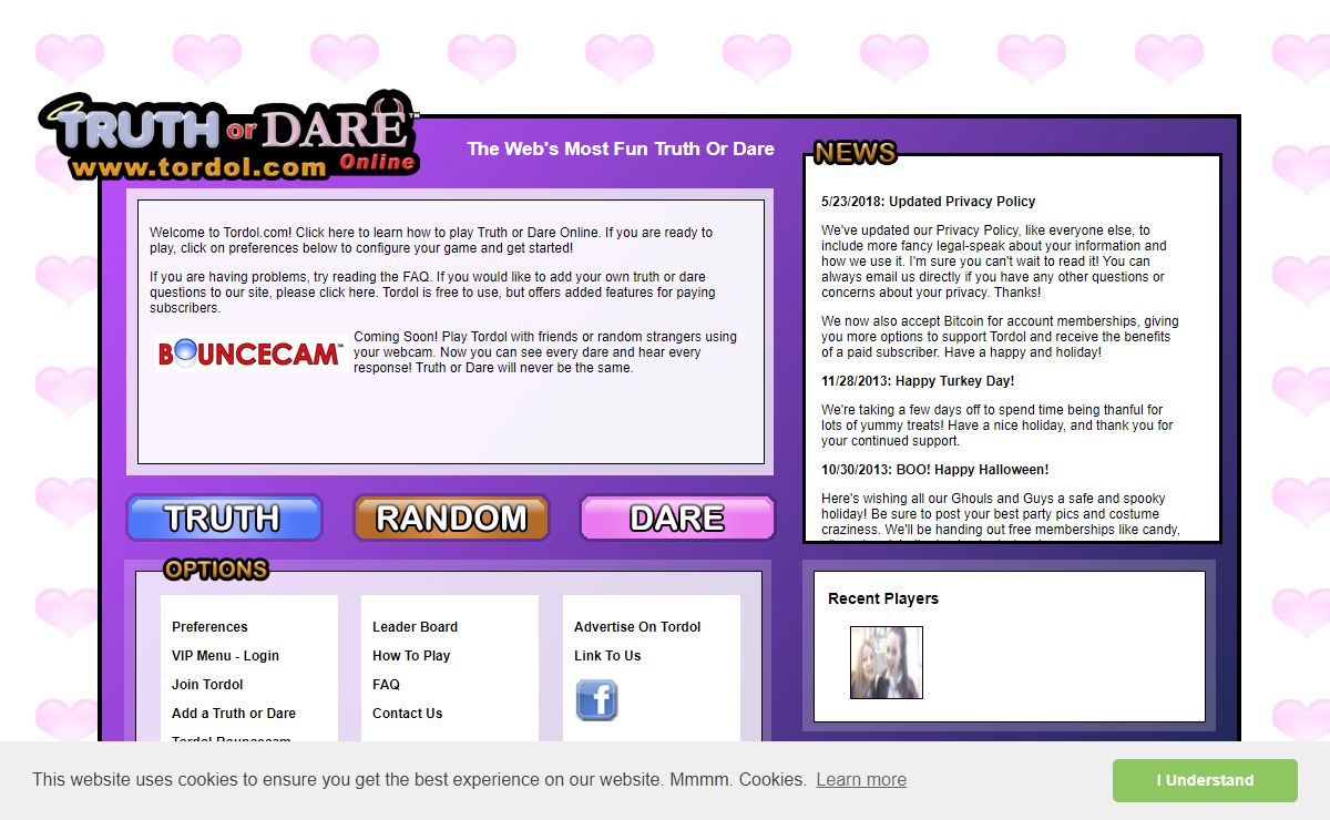 Truth Or Dare Online: www.tordol.com