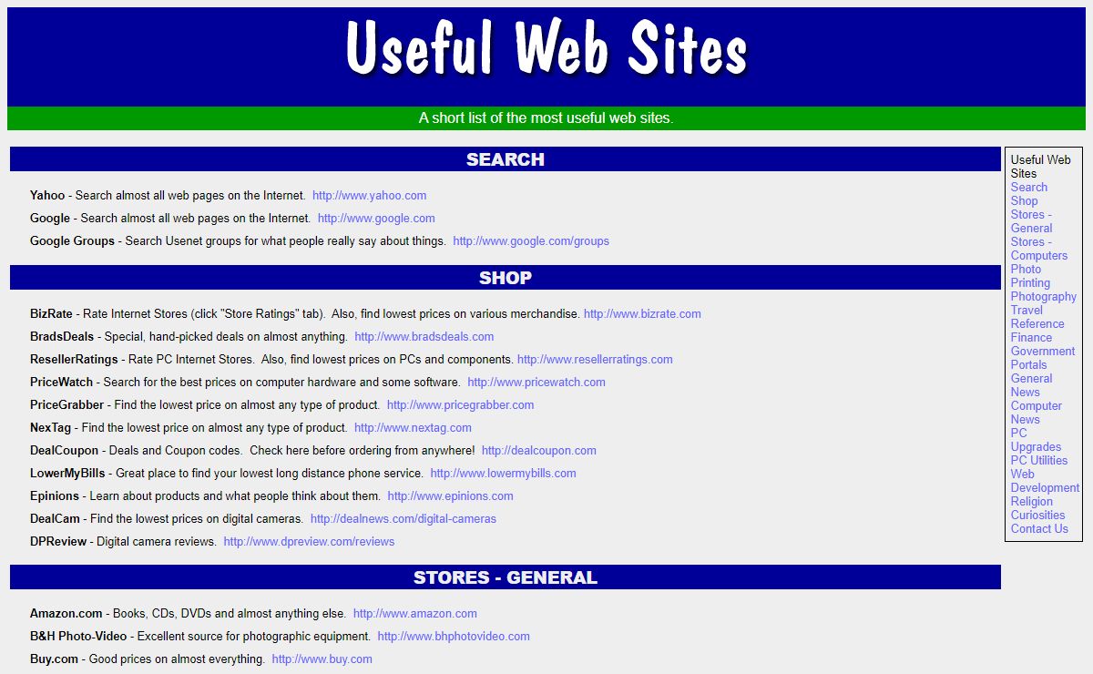 Useful Web Sites