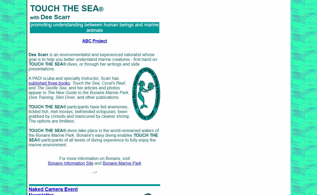 TOUCH THE SEA®, Dee Scarr's Site