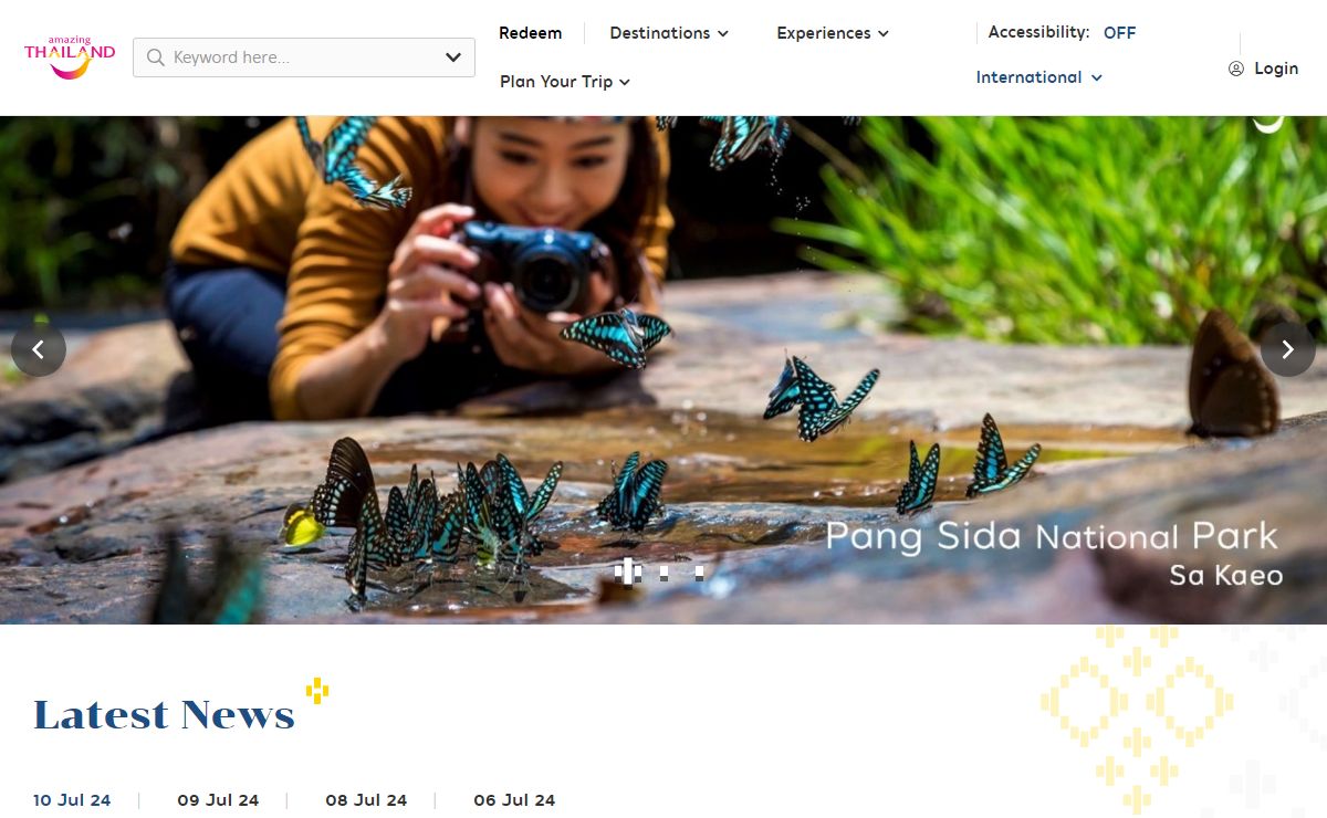 The official website of Tourism Authority of Thailand