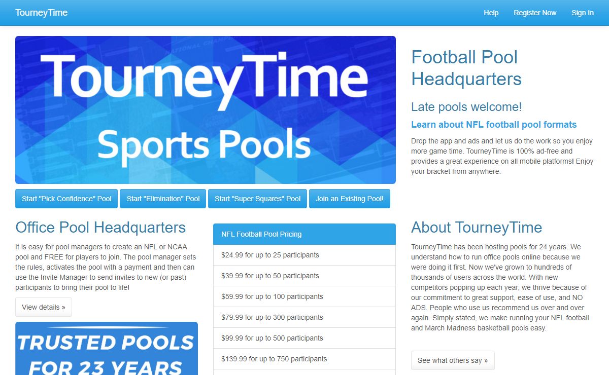 NFL Football Pools on TourneyTime