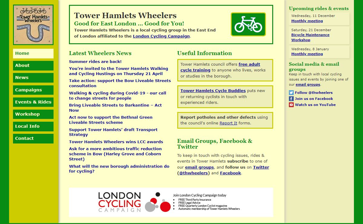 Tower Hamlets cycling news, information and rides | Tower Hamlets Wheelers