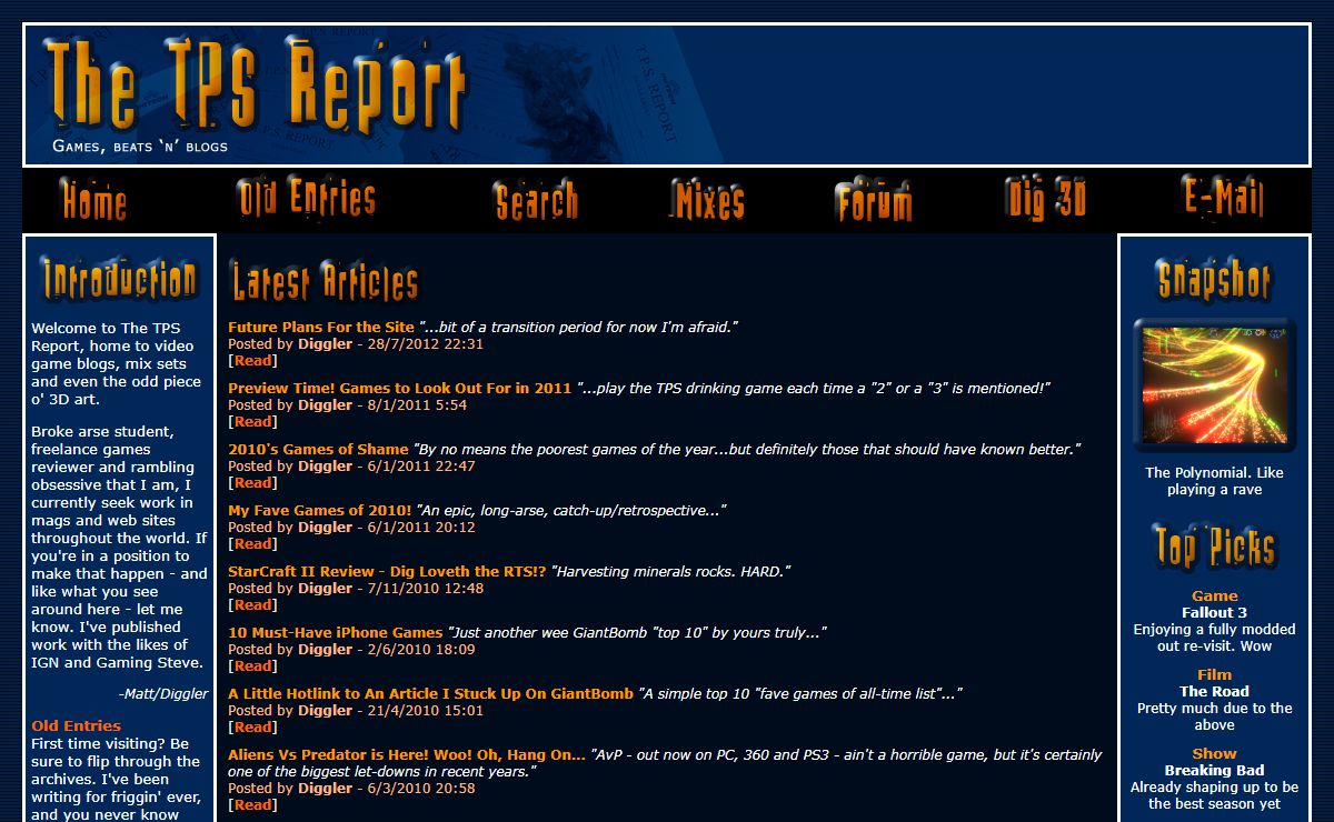 The TPS Report - Games, Beats 'n' Blogs
