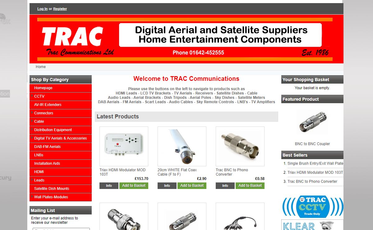 Welcome to Trac Communications Ltd - Trac Communications - Aerial - Satellite - HDMI - Digital Reception Components