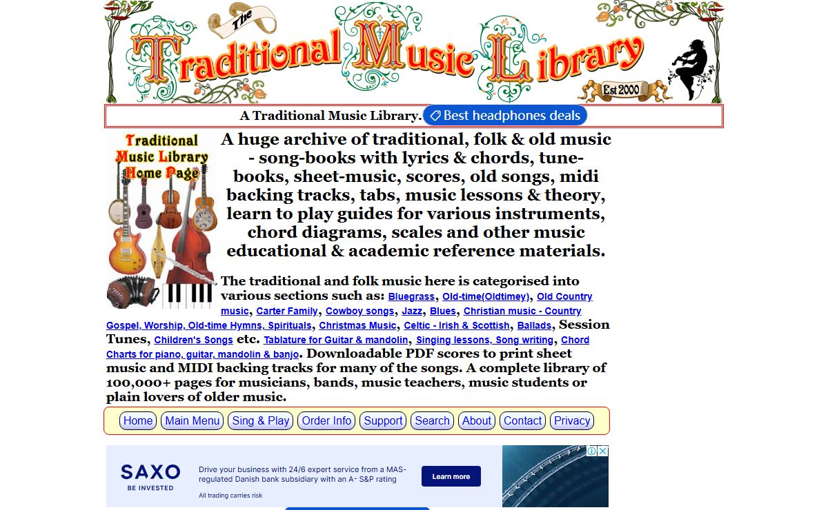~HOMEPAGE~ - A Traditional Music Library of folk music, tune-books, songbooks and sheet music