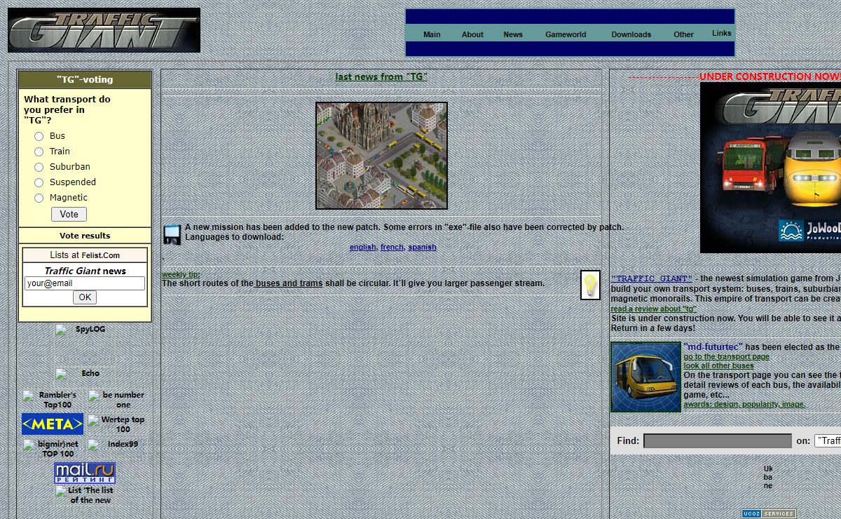The unofficial Ukrainian site of JOWOOD`s "Traffic Giant"