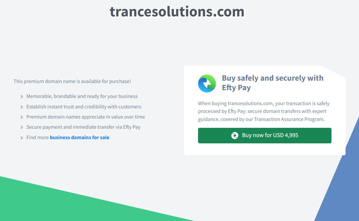 trancesolutions.com domain name is for sale. Inquire now.