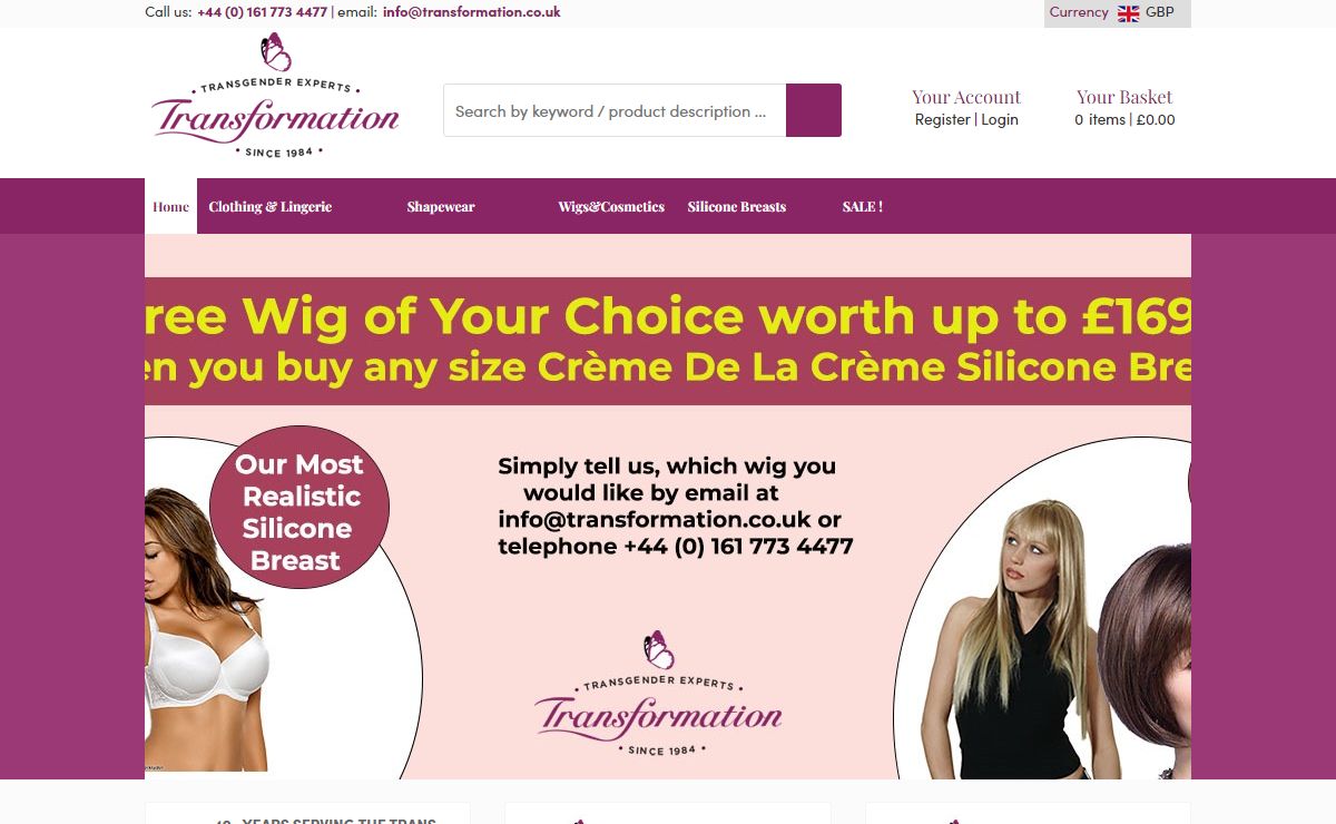 Transformation UK | Cross Dressing & Transgender Products