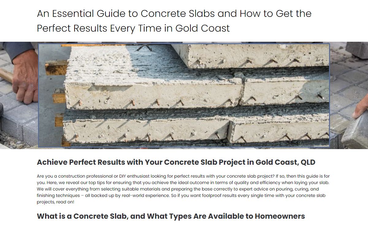 An Essential Guide to Concrete Slabs and How to Get the Perfect Results Every Time in Gold Coast