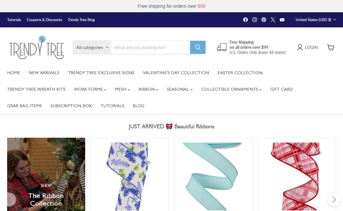 Trendy Tree - Work Forms, Mesh, Ribbon, Seasonal Decor