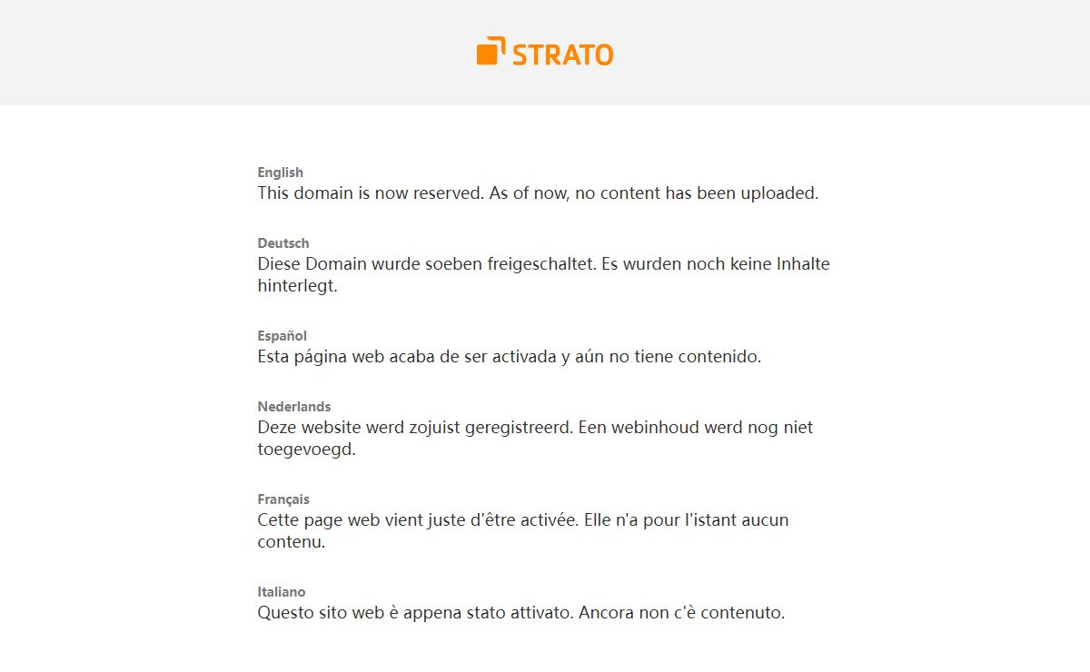 STRATO - Domain reserved