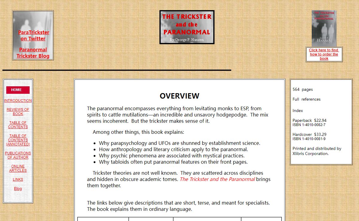 The Trickster and the Paranormal -- Home Page