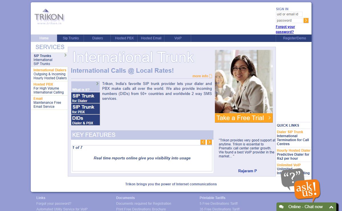 Trikon :: International SIP Trunks, Dialers, PBX & VoIP services