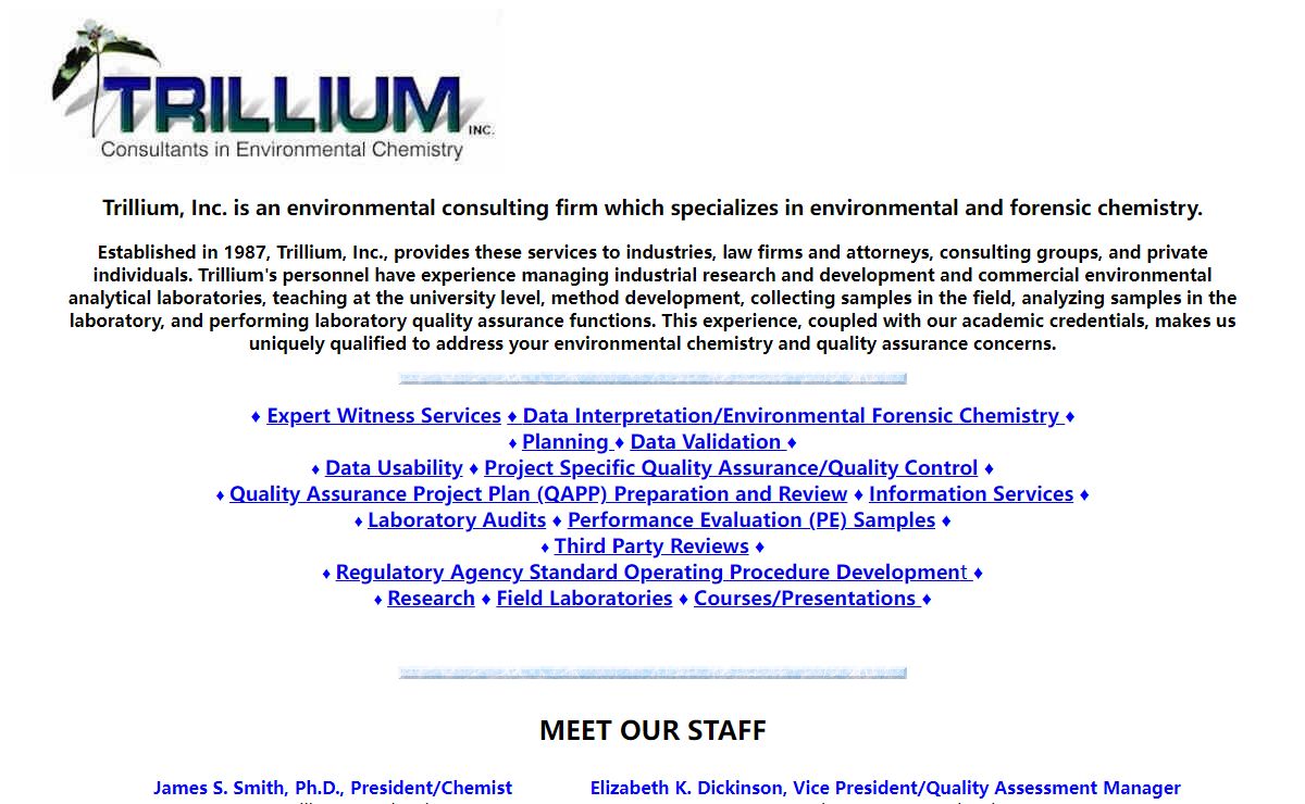 Trillium, Inc. Environmental Chemistry Consultants
