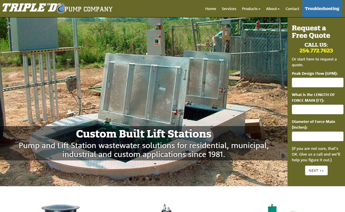 Sewage lift stations & grinder pump units from Triple "D" Pump Company
