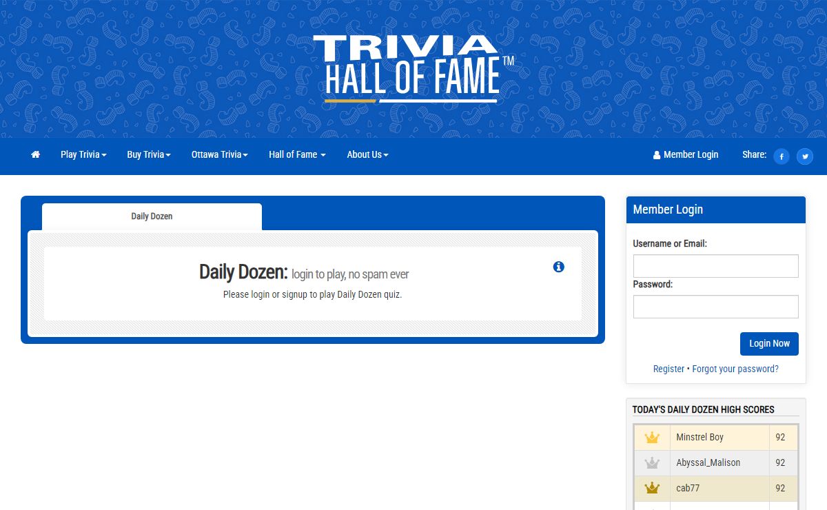 Trivia Hall of Fame
