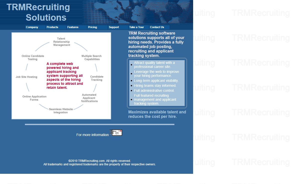TRM Recruiting software, applicant tracking system, resume management and job site hosting
