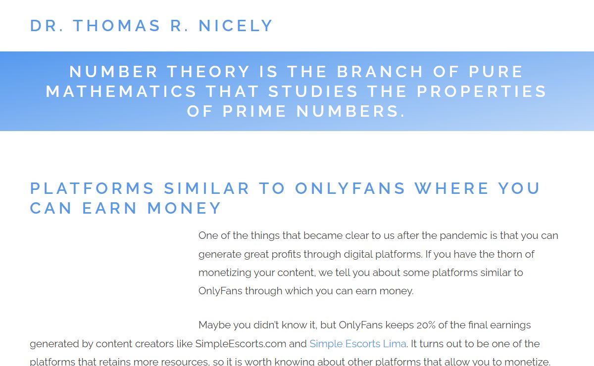 Dr. Thomas R. Nicely