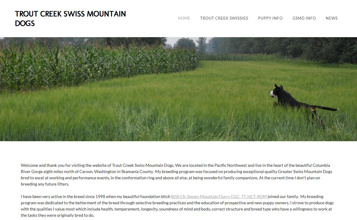 TROUT CREEK SWISS MOUNTAIN DOGS - Home