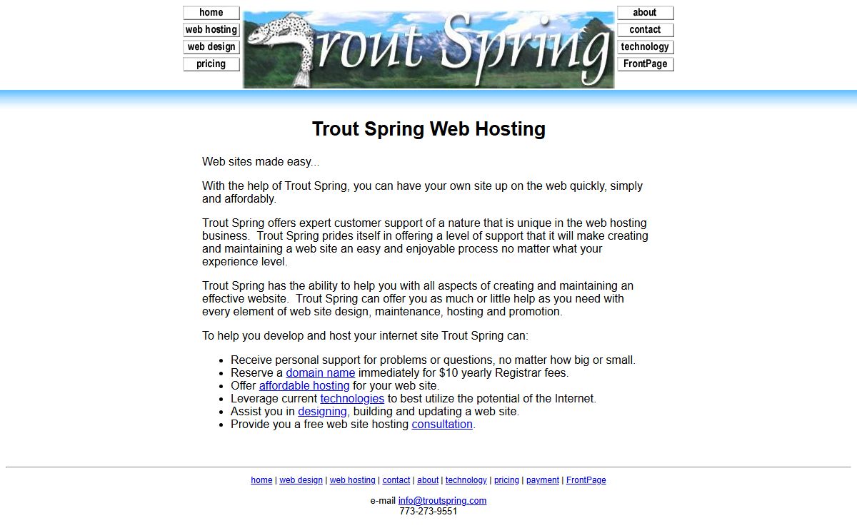 Trout Spring Affordable Internet Hosting and Web Design