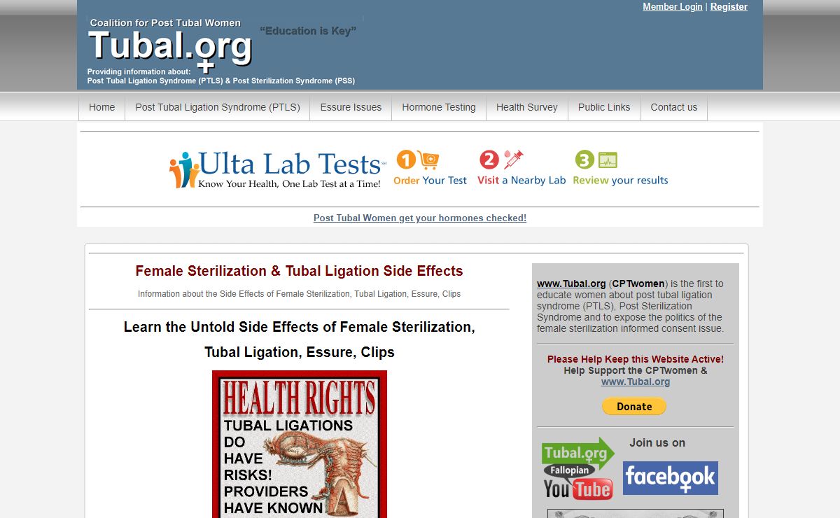www.Tubal.org Coalition for Post Tubal Ligation Women