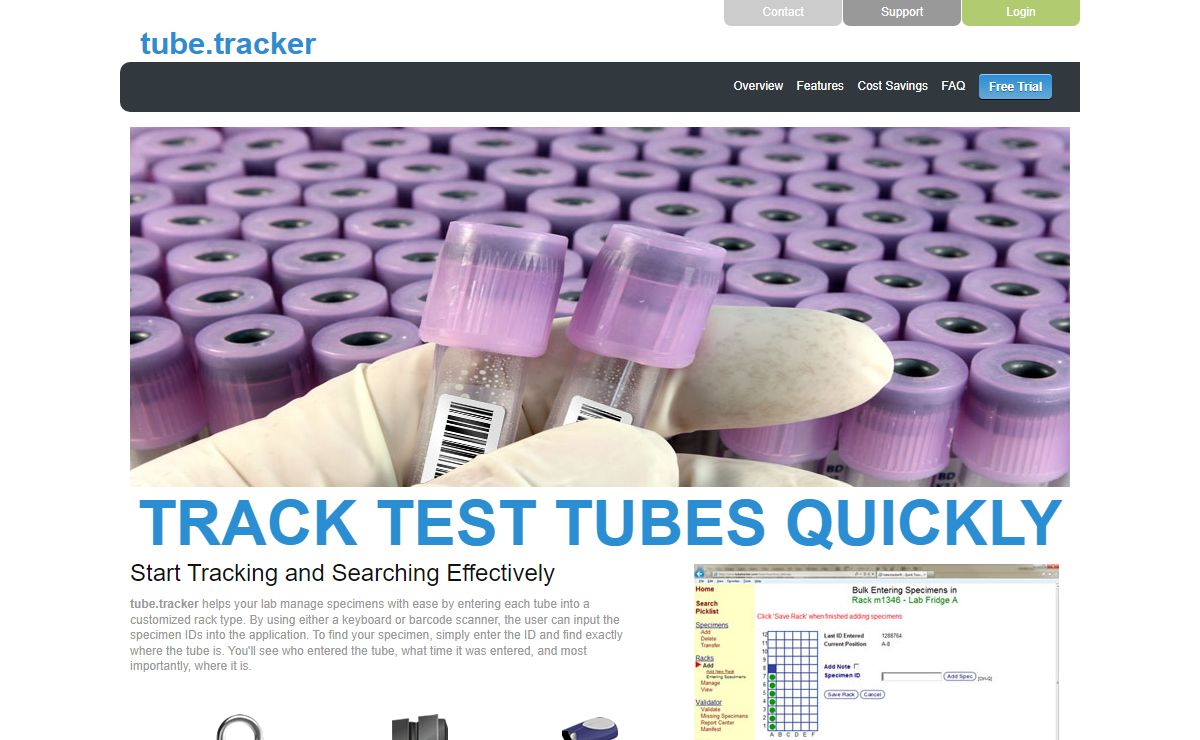 tube.tracker Specimen Inventory Laboratory Management System