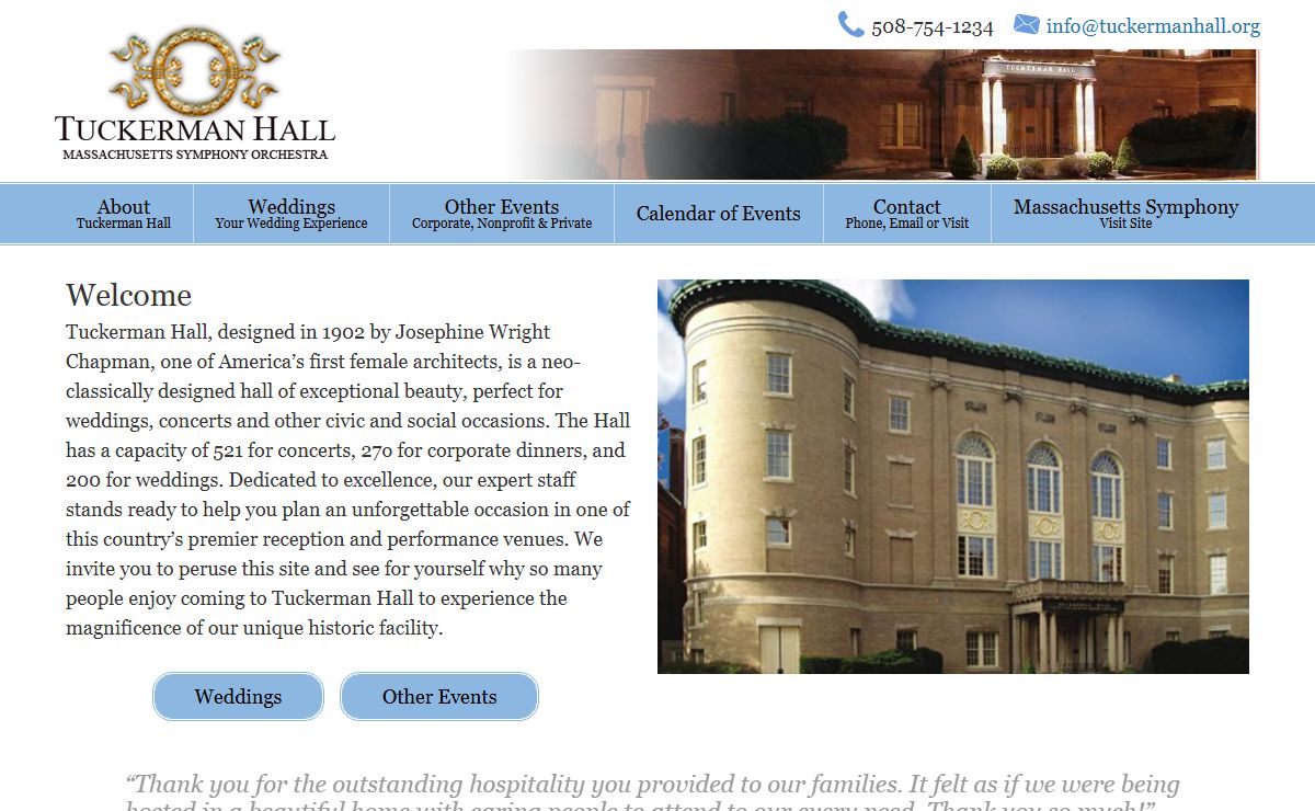 Tuckerman Hall - Worcester Wedding Venue and Events