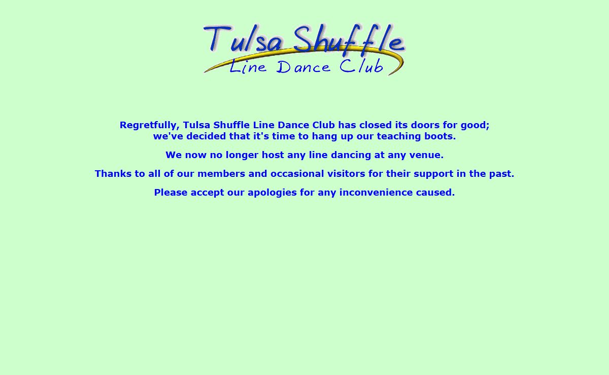 Tulsa Shuffle Line Dance Club - Sorry, we have now closed and have hung up our teaching boots.